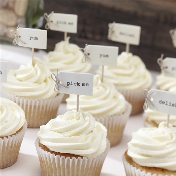 Ivory Blank Cupcake Sticks - Vintage Affair