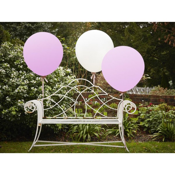White & Pink 36 Inch Feature Balloons - Vintage Affair