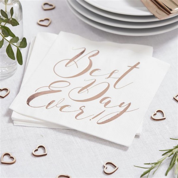 Rose Gold Best Day Ever Napkins - Beautiful Botanics