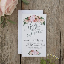 Hand Illustrated Floral Save the Date Cards - Boho