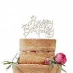 Wooden Happy Birthday Cake Topper - Boho