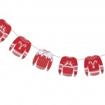 Red and White Festive Jumper Wooden Bunting - Cosy Christmas