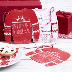 Red and White Festive Giant Jumper Gift Tags - Cosy Christmas
