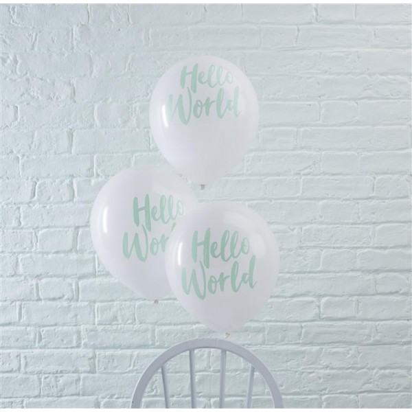 Mint Green Hello World Balloons - Hello World