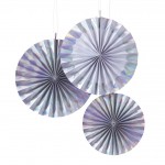 Iridescent Hanging Fan Decorations - Iridescent Party