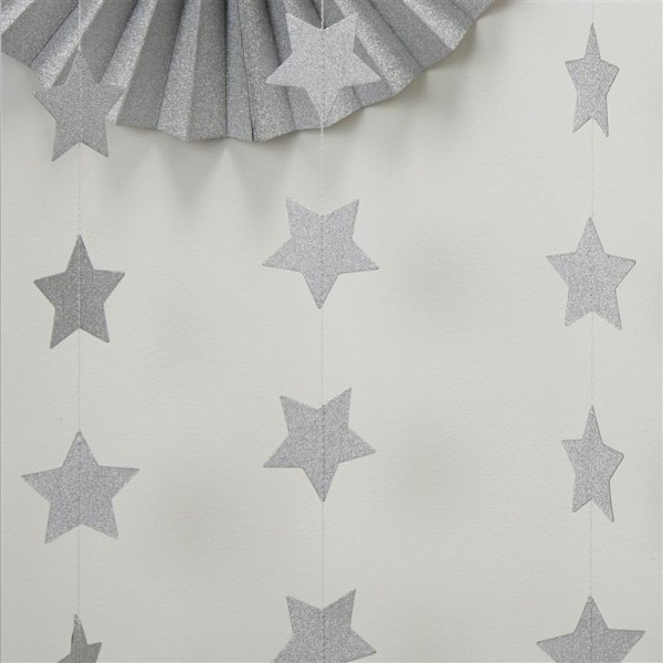 Silver Glitter Star Garland - Metallic Perfection