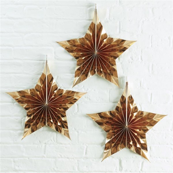 Gold Star Shaped Hanging Decorations - Metallic Star