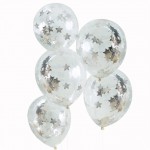 Silver Star Shaped Confetti Balloons - Metallic Star
