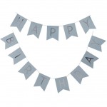 Baby Blue and Silver Foil Happy Birthday Bunting - Pastel Perfection