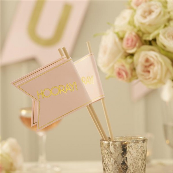 Pink and Gold Foil Wedding Flags - Pastel Perfection