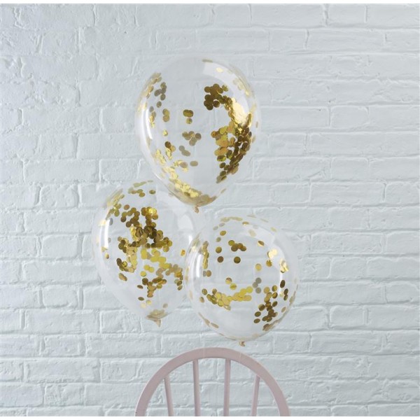 Gold Confetti Filled Balloons - Pick And Mix