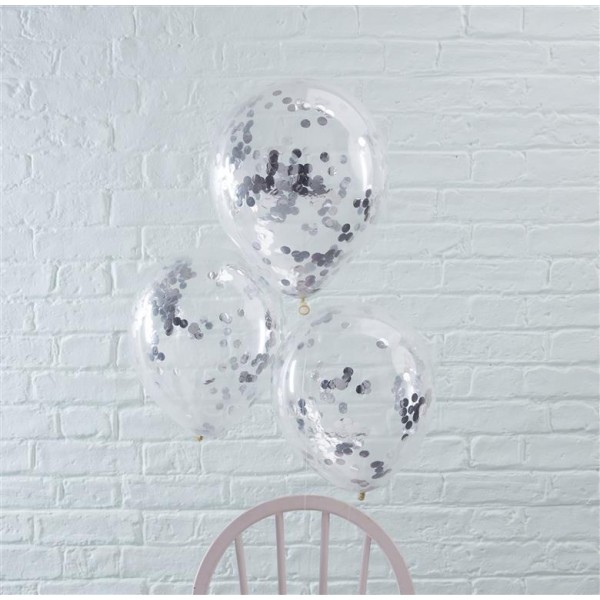 Silver Confetti Filled Balloons - Pick And Mix