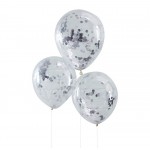 Silver Confetti Filled Balloons - Pick And Mix
