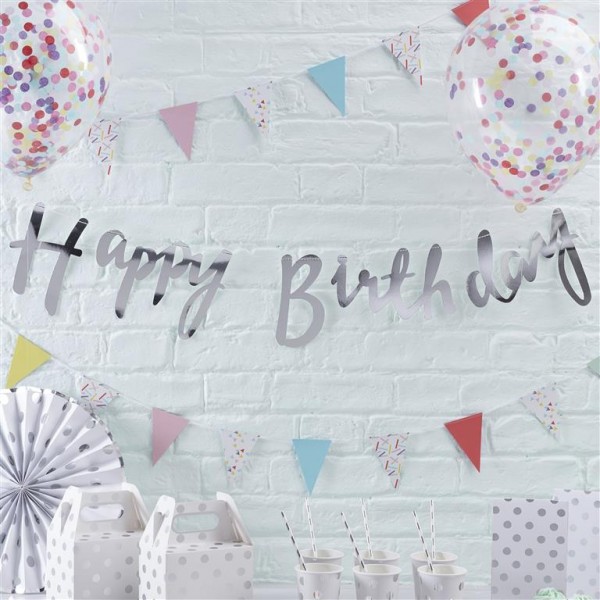 Silver Happy Birthday Banner Bunting - Pick & Mix