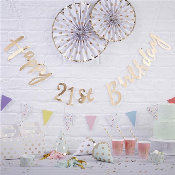 Gold Happy 21st Birthday Bunting - Pick & Mix