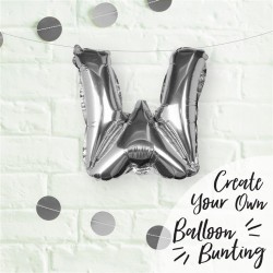 Silver Foil Letter W Balloon - Pick and Mix