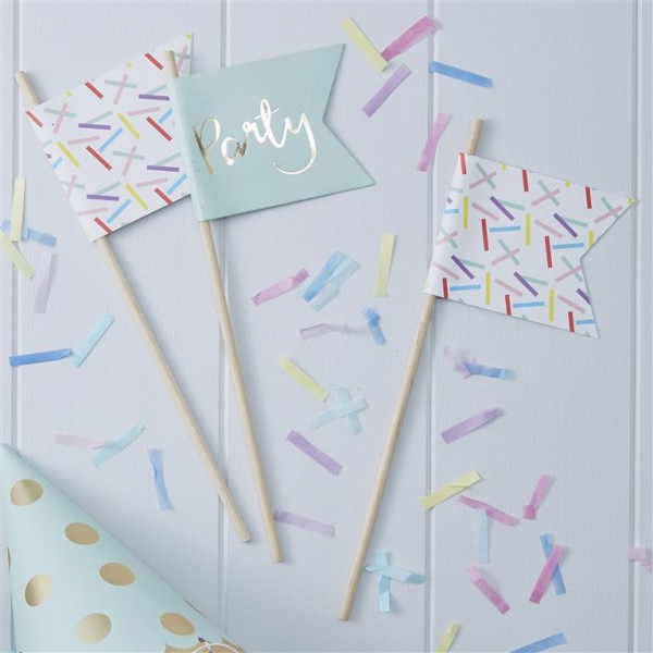 Gold Foiled and Sprinkles Party Flags - Pick and Mix