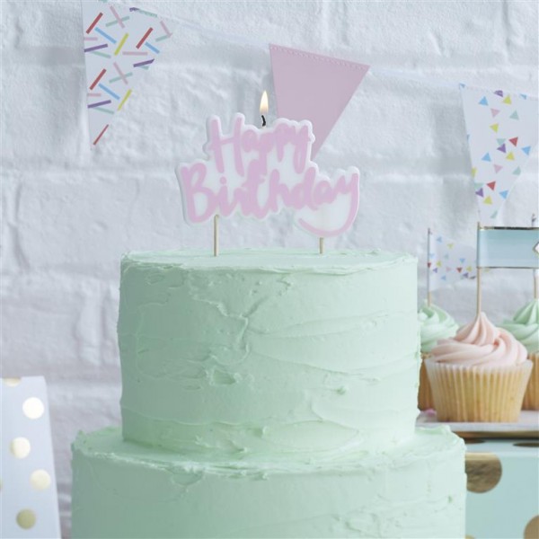 Pink Happy Birthday Candle - Pick and Mix