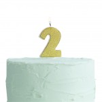 Gold Glitter Number 2 Candle - Pick and Mix