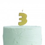 Gold Glitter Number 3 Candle - Pick and Mix