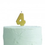 Gold Glitter Number 4 Candle - Pick and Mix