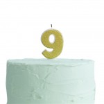 Gold Glitter Number 9 Candle - Pick and Mix