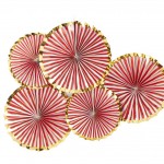 Gold Foiled Pinstripe Candy Fan Decorations - Red and Gold