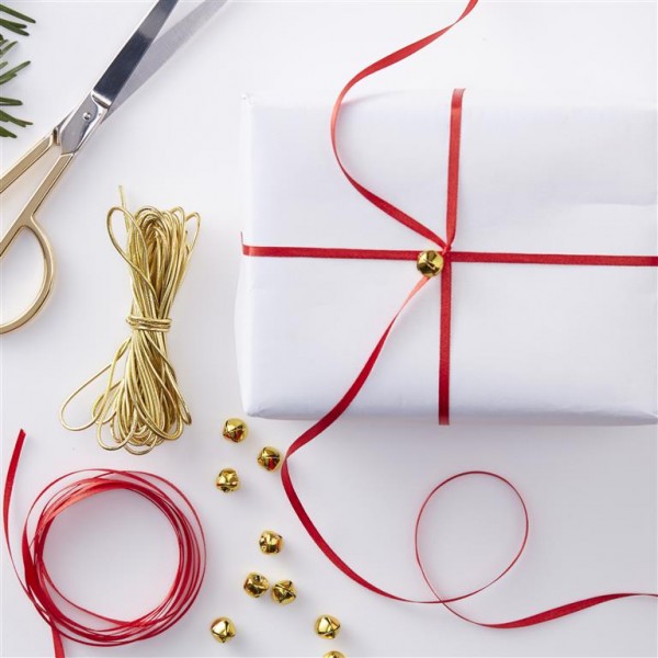 Festive Wrap Kit Including Bells - Red and Gold