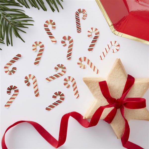 Gold Foiled Mini Candy Cane Confetti - Red and Gold