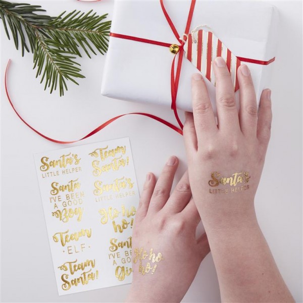 Gold Foiled Festive Tattoos - Red and Gold