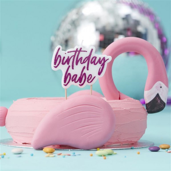 Hot Pink Glitter Candle - Birthday Babe 