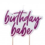 Hot Pink Glitter Candle - Birthday Babe 