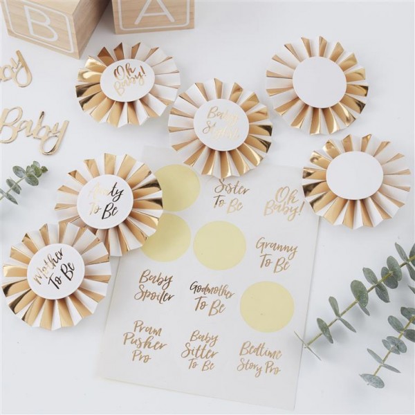 Gold Foiled Baby Shower Badge Kit