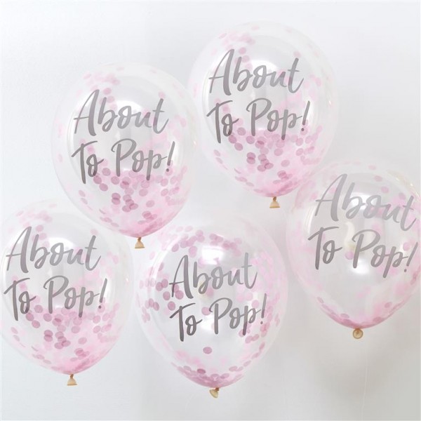 About To Pop Pink Confetti Balloons - 12"