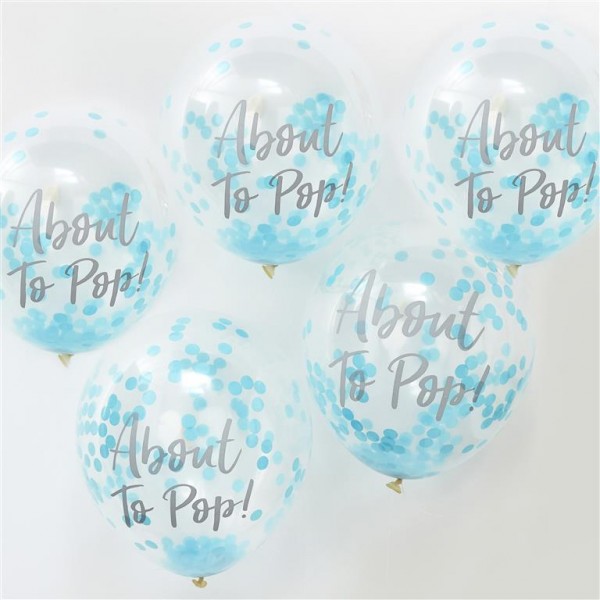  About To Pop Blue Confetti Balloons - 12" 
