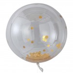 Orb Balloons - Large Gold Confetti