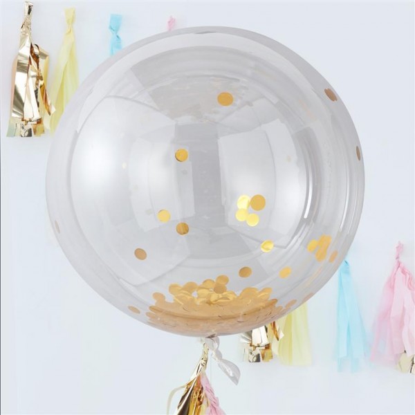 Orb Balloons - Large Gold Confetti