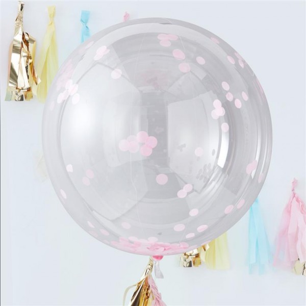 Orb Balloons - Large Pink Confetti 