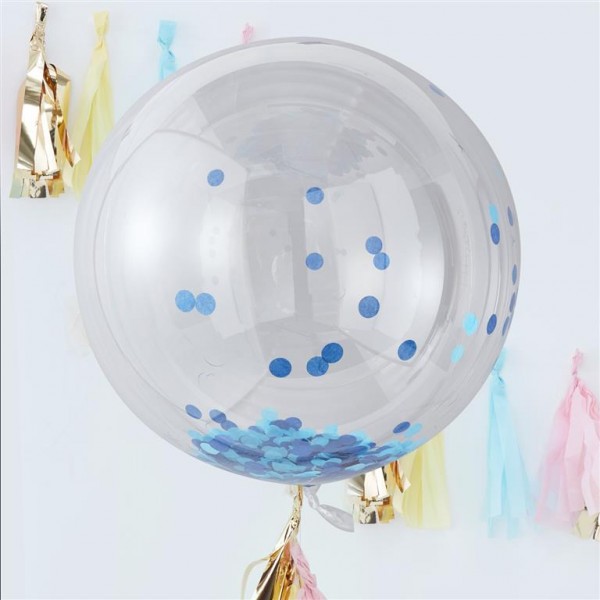 Orb Balloons - Large Blue Confetti 
