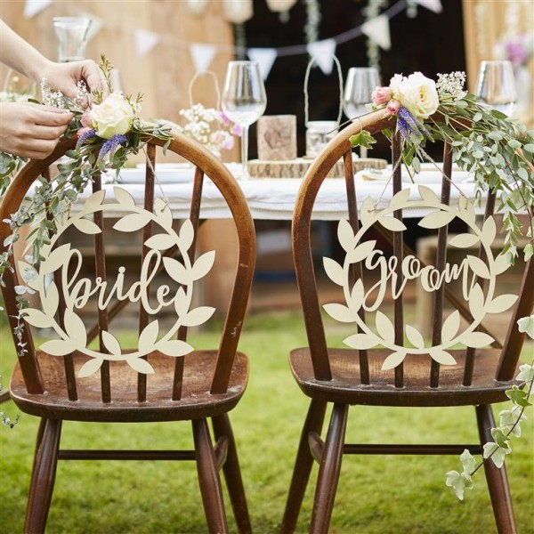 Chair Signs - Bride & Groom 