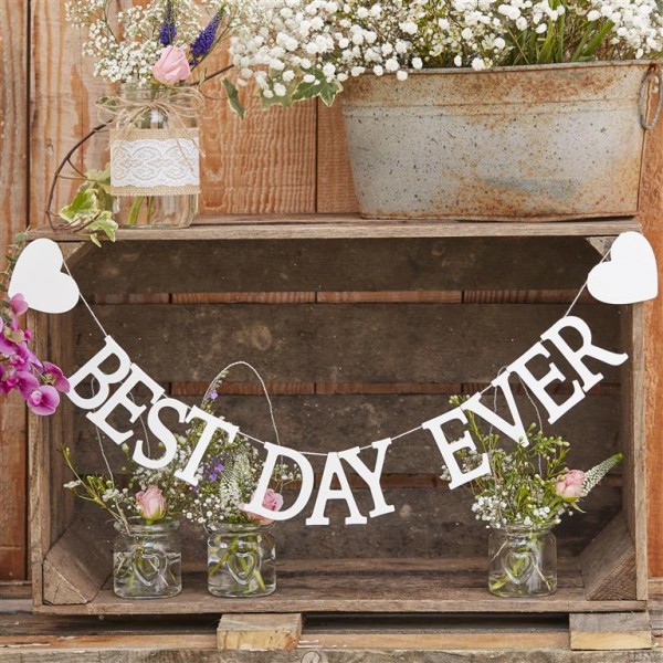 Bunting - Best Day Ever - Wooden White