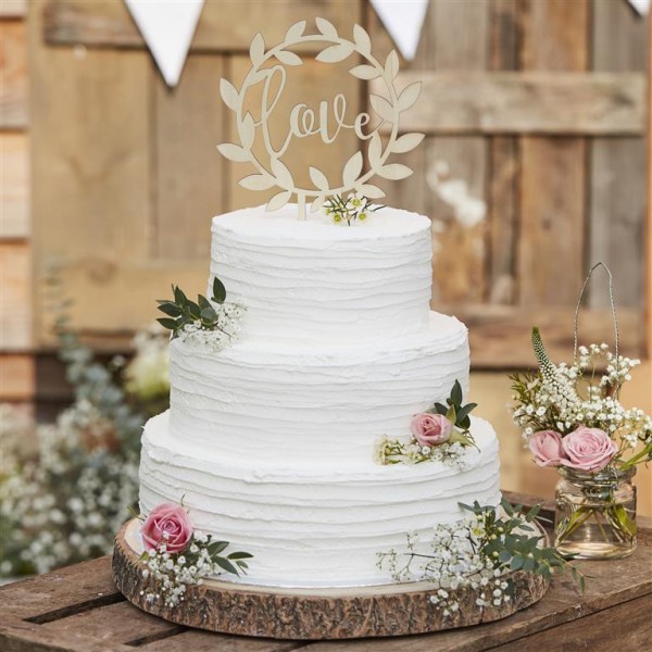 Cake Topper - Wooden Love