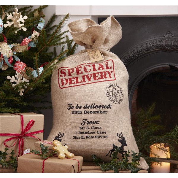 Hessian Christmas Santa Sack - Vintage Noel