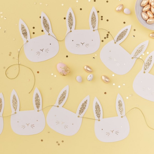 Gold Foiled and Gold Glitter Bunny Bunting