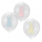 Pink, Blue & Yellow Bunny Balloons with Pom Poms