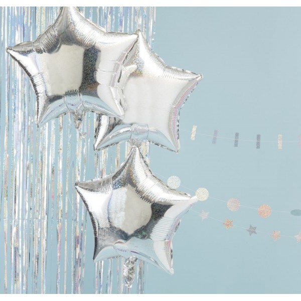 Holographic Star Shaped Foil Balloons - Jolly Vibes Holographic Star Shaped Foil Balloons - Jolly Vibes