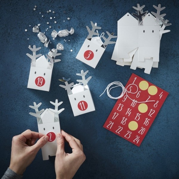Silver Reindeer Advent Calendar Boxes - Silver Christmas Silver Reindeer Advent Calendar Boxes - Silver Christmas