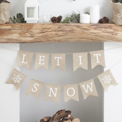 Hessian Let It Snow Bunting - Burlap - Rustic Christmas