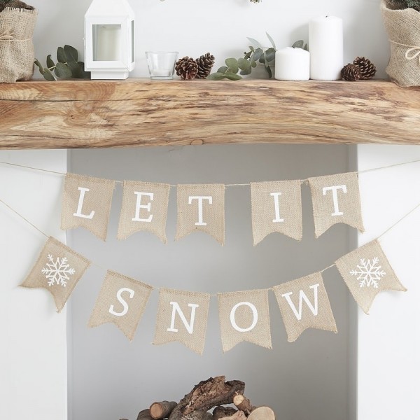 Hessian Let It Snow Bunting - Burlap - Rustic Christmas