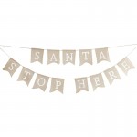 Hessian Santa Stop Here Bunting - Burlap - Rustic Christmas